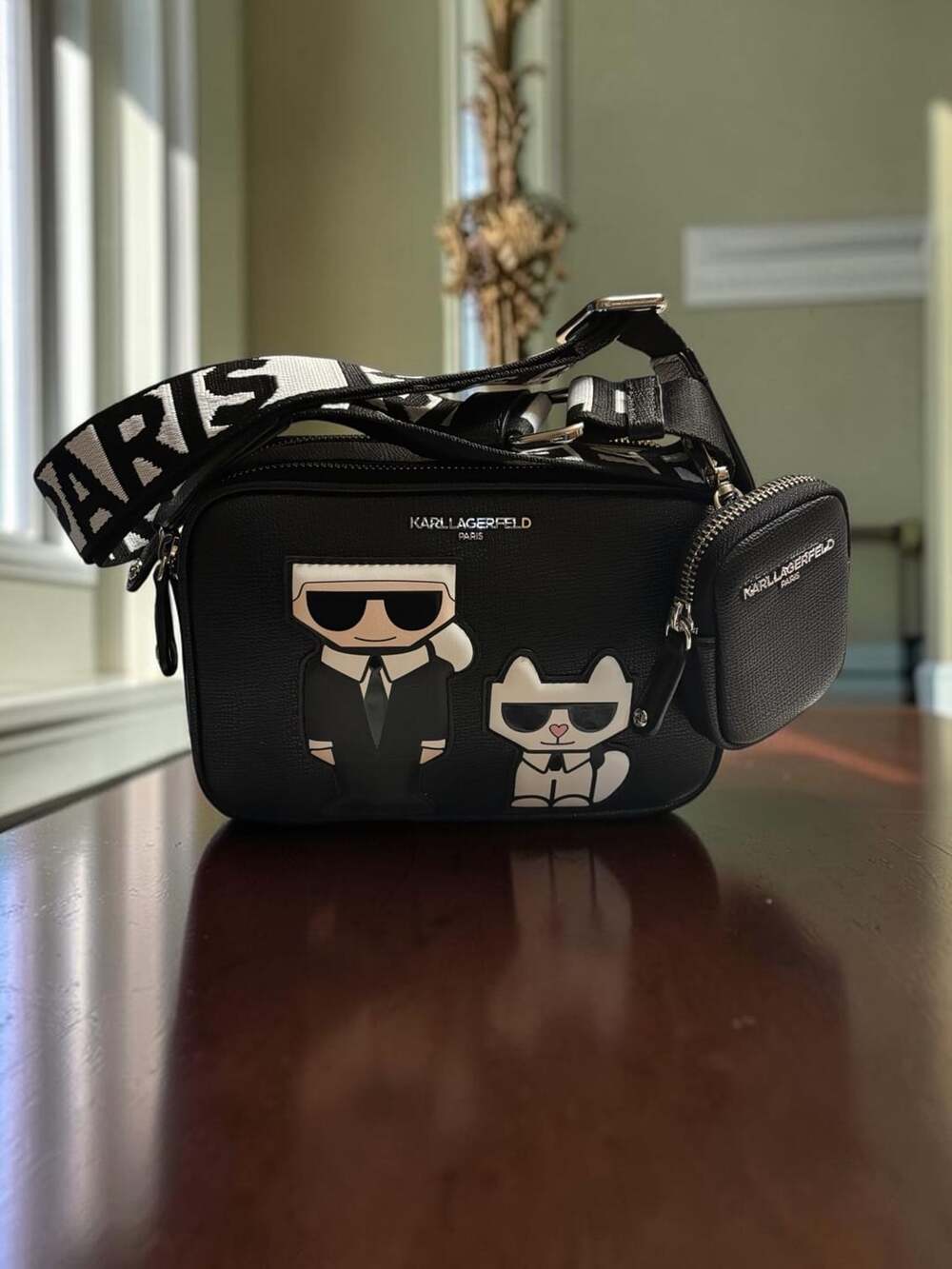Karl Lagerfeld Paris Maybelle Duo Camera Crossbody Bag Black